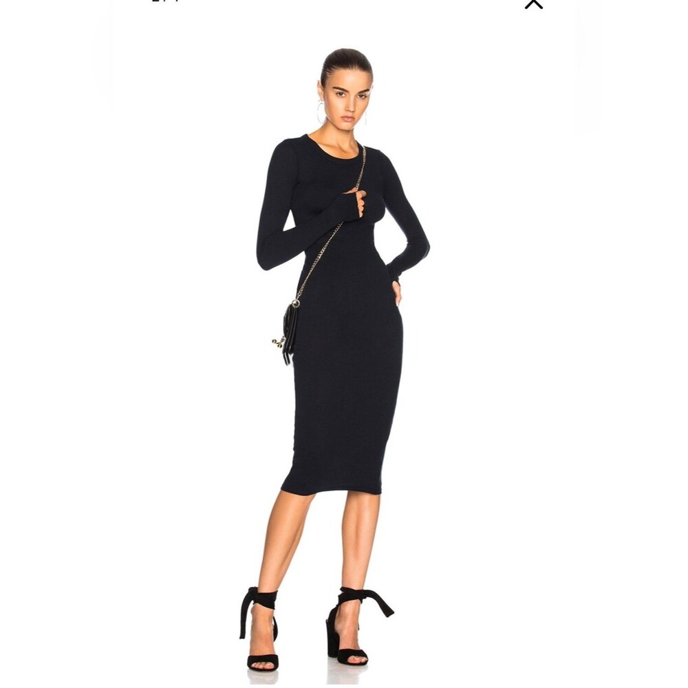 Enza Costa Black Drape Dress Cotton Cashmere